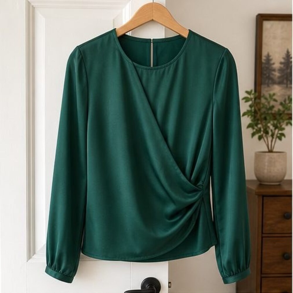 Emerald Wrap Blouse